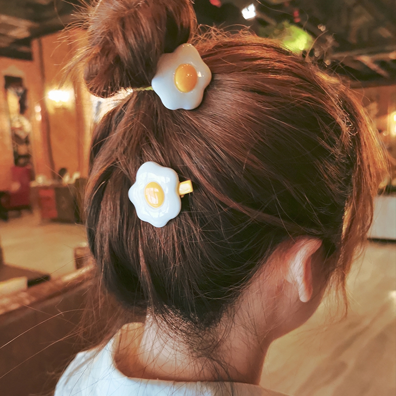 Dây buộc tóc trang trí hình trứng ốp la xinh xắn cho nữ