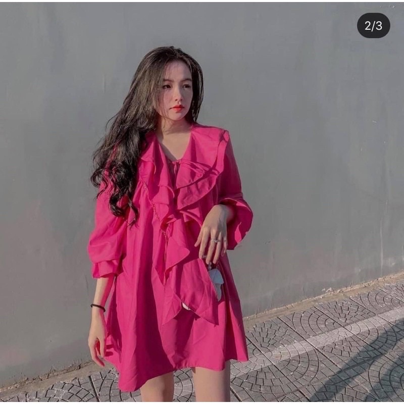 VÁY SƠ MI BÈO DÁNG SUÔNG TAY DÀI SIÊU XINH