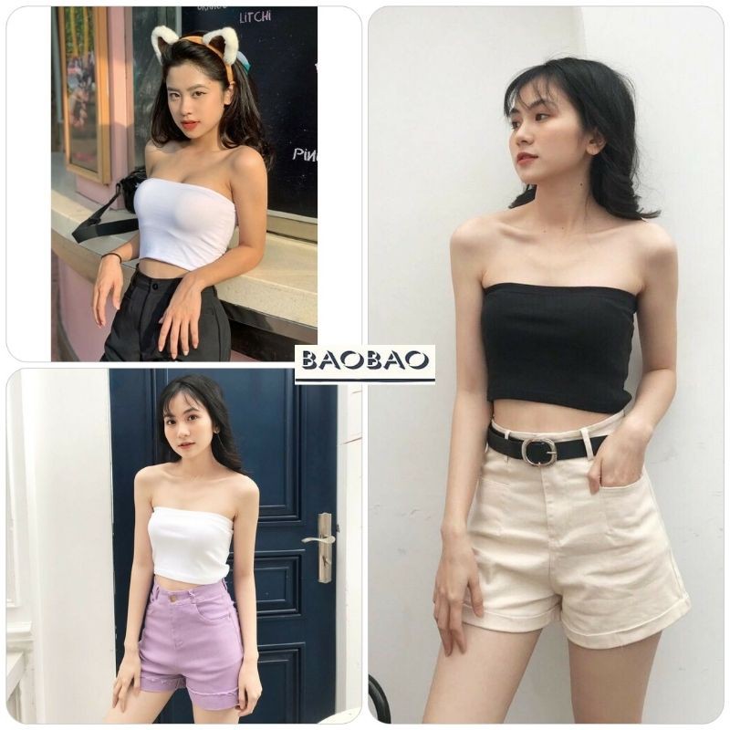 Áo Croptop Quây Ngực Dáng Ôm - BaoBao.Clothing [FREESHIP] - Thun không tay hở bụng thiết kế sexy Ulzzang