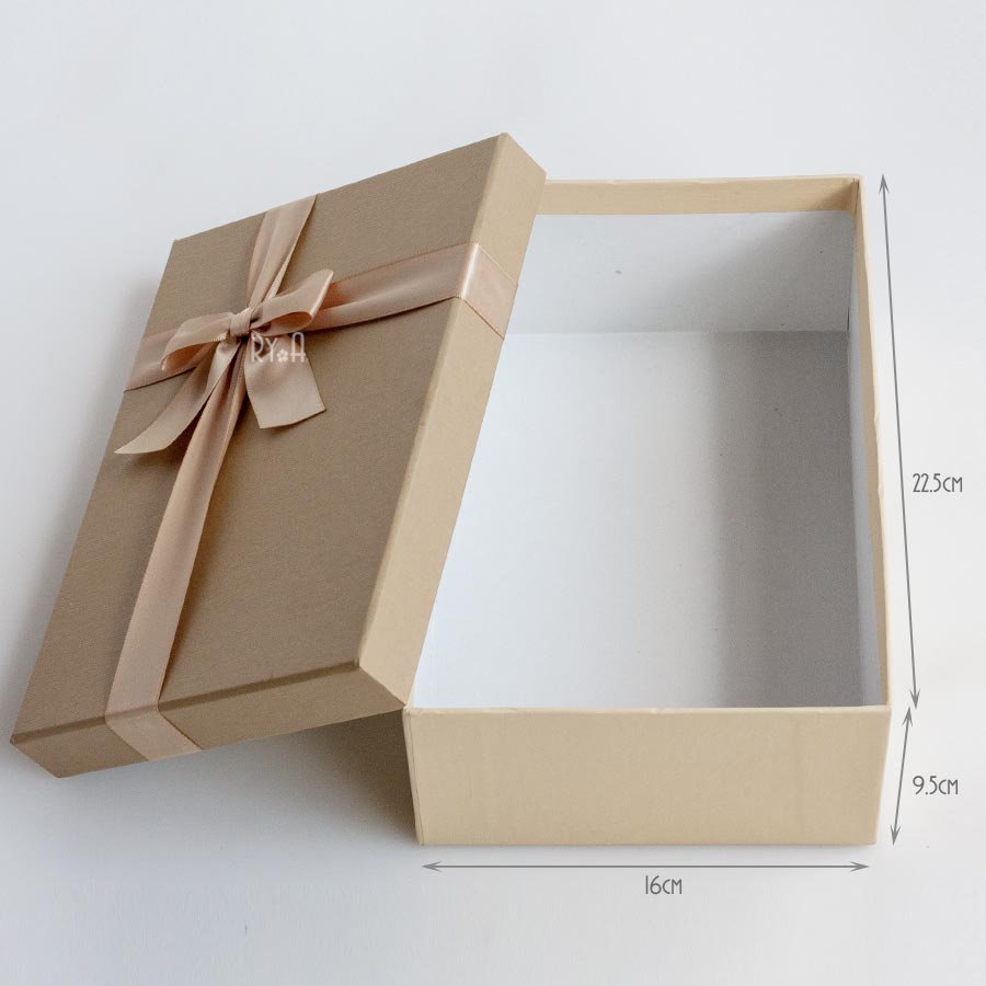 Hộp quà chữ nhật đính nơ cỡ lớn (22.5x16x9.5cm), hộp quà tặng sinh nhật, hộp quà tặng 8/3, Valentine