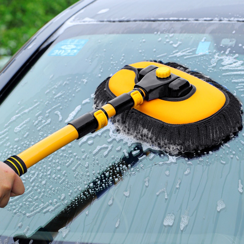 Chổi lau xe ô tô sợi mềm Chổi rửa xe ô tô điều chỉnh được độ dài thân và cố định được mặt lau nhiều góc khác nhau