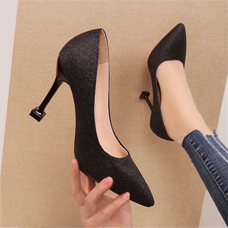 35-45 Large Size Women's Shoes, Wedding Shoes, New Sparkling Sequins, Single Shoes, High Heels, Autumn Fashion Performan