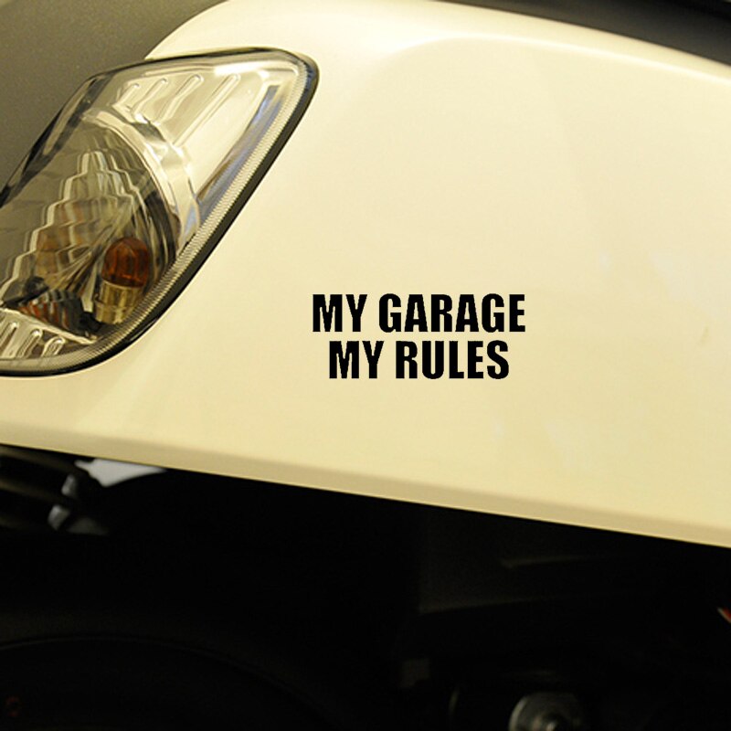 Decal Dán Trang Trí Xe Hơi In Chữ My Garage My Rules, Kích Thước 15.5cm X 6cm