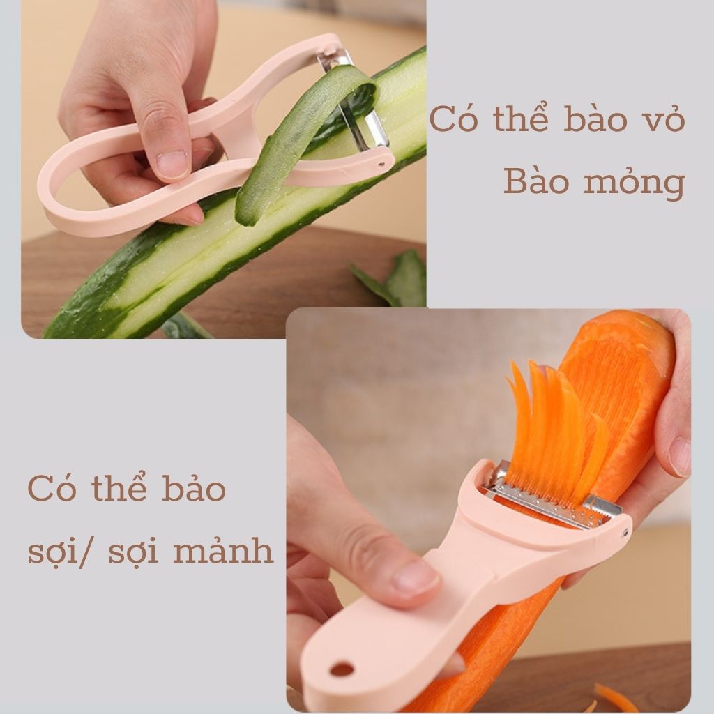 Dụng cụ gọt bào rau củ thông minh, dao bào sợi bộ đa năng 2 trong 1 màu Pastel dễ thương EC Life 0904