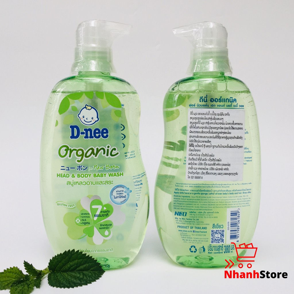 Sữa Tắm Gội Toàn Thân Cho Bé Dnee Organic 380ml - Thái Lan