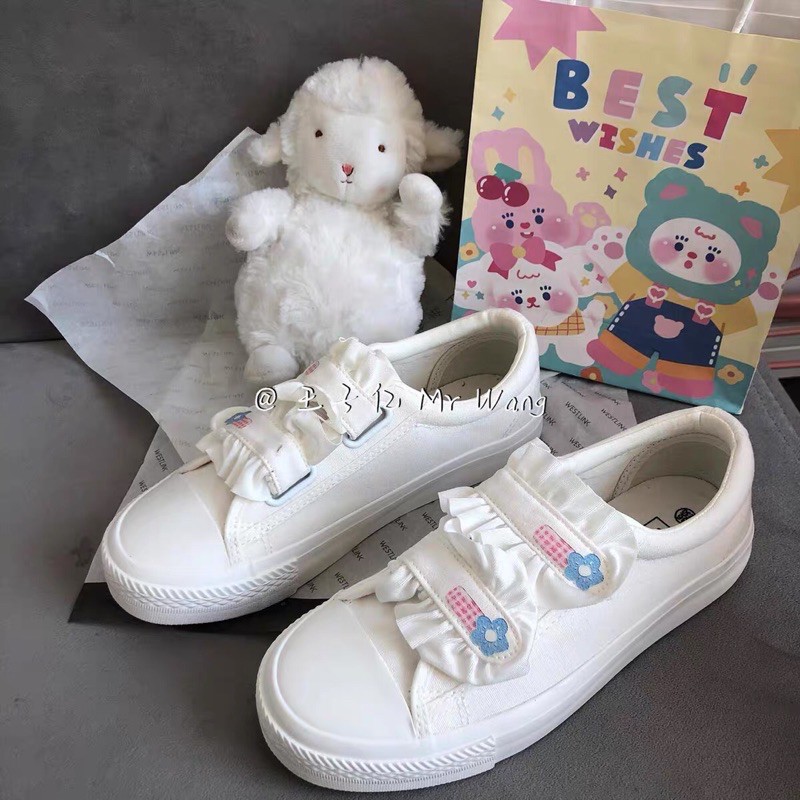 Giày học sinh ulzzang Trắng quai dán xinh