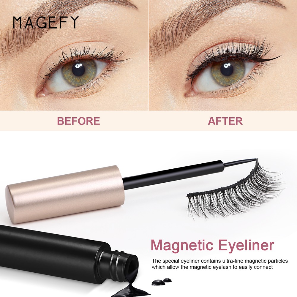 MAGEFY Bộ lông mi giả từ tính Bộ 5 cặp lông mi giả từ tính kèm bút kẻ mắt nước chuyên nghiệp cái nhíp cao cấp  Bộ lông mi giả từ tính kèm bút kẻ mắt