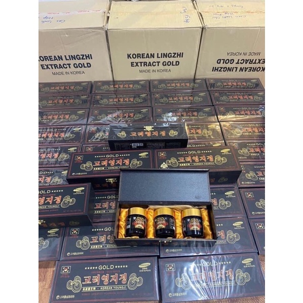 Cao Linh Chi đỏ GOLD Hàn Quốc hộp gỗ đen 3 lọ x120g