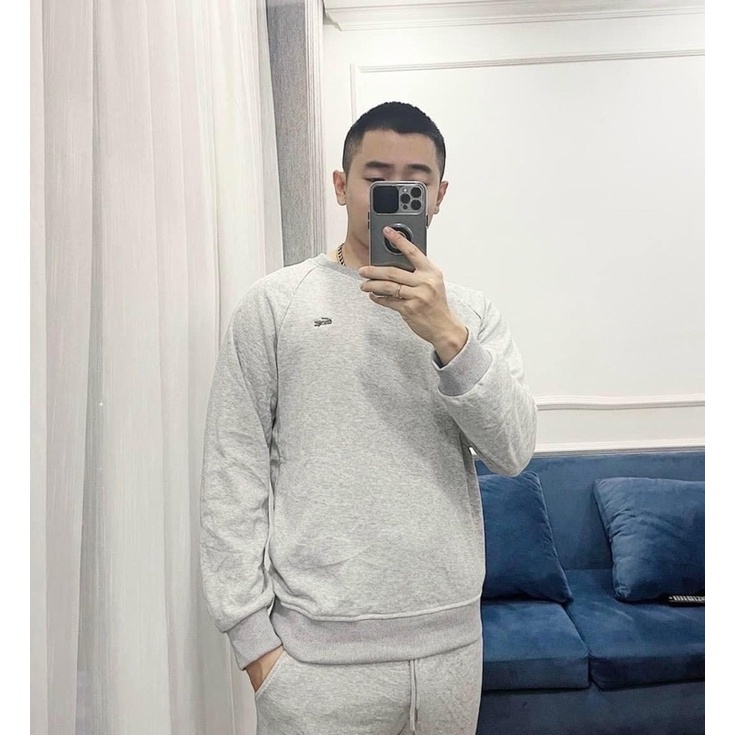 Bán sỉ Bộ thể thao nam dài tay trơn lacot 3 màu than đen ghi cho nam