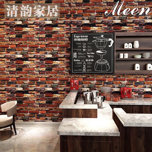 1m x 45cm Decal dán tường có sẵn keo - gạch đỏ nhiều màu