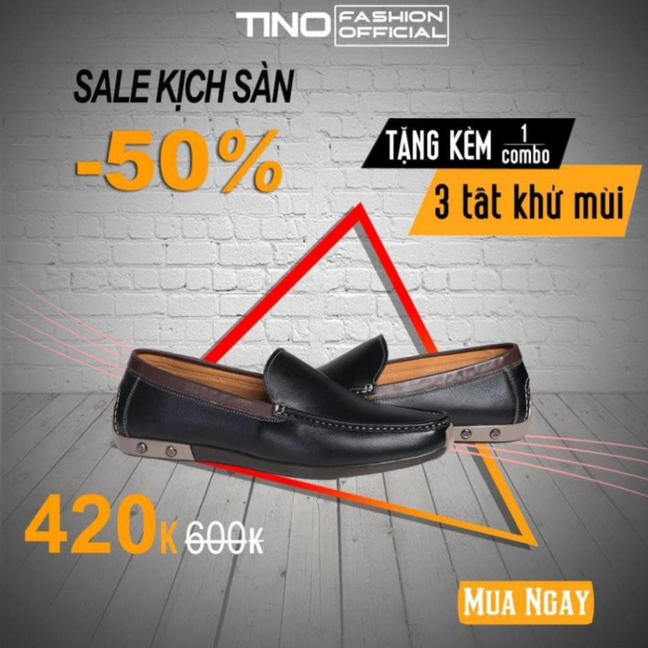 [Sale 3/3] Giày nam lười Tino đế bệt da bò thời trang GL79 Sale 11 < :
