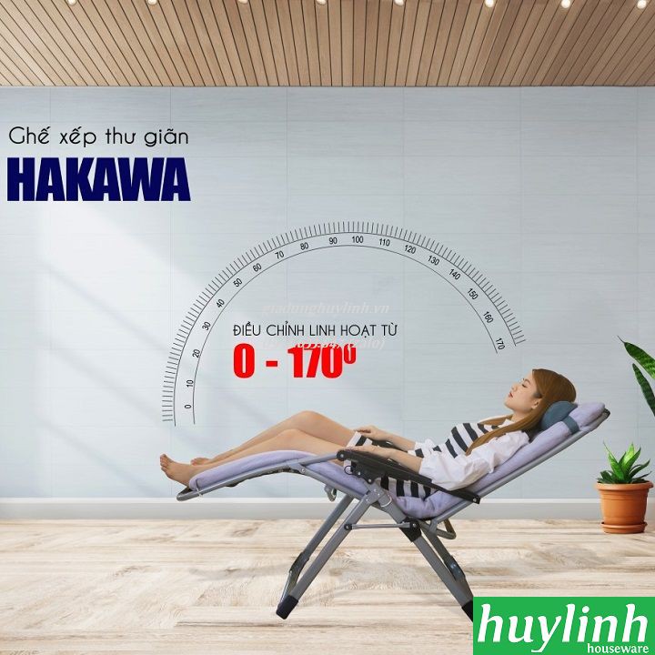 Ghế xếp gấp thư giãn Hakawa HK-G20T [HK-G21P) - tải trọng 300kg - Bảo hành 25 năm