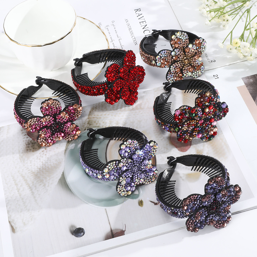 Kẹp Tóc Đính Đá Nhân Tạo Lấp Lánh Hình Hoa Phong Cách Retro