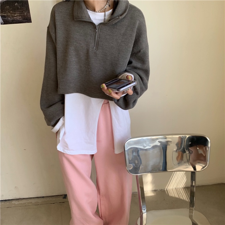 Sale 68% Áo len tay dài cổ polo dáng rộng dành cho nữ, Haze blue, Giá gốc 291000đ - 9K25 | BigBuy360 - bigbuy360.vn