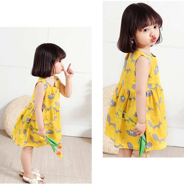 Đầm thun bé gái DINOKING Váy trẻ em mùa hè chất cotton hoa nhí đẹp xinh dễ thương cho bé 1 - 6 tuổi VA05  ྇