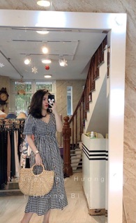 Váy maxi kẻ ô tiểu thư