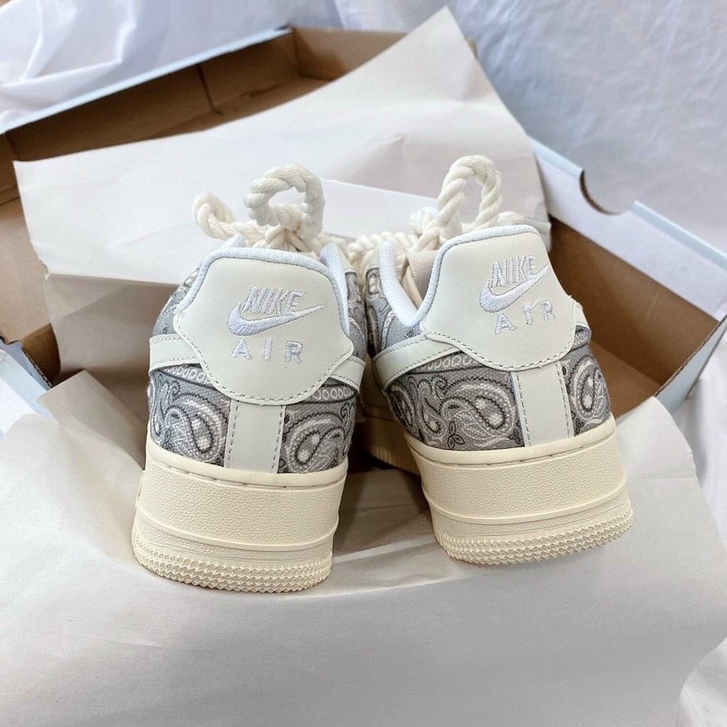 Giày thể thao AF1 dây thừng họa tiết Paisley màu kem, Giày sneaker thổ cẩm dây thừng  nam nữ full bill box đi siêu êm | BigBuy360 - bigbuy360.vn