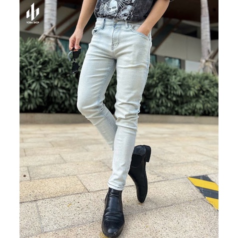 QUẦN JEANS NAM SKINNY TRẮNG WASH BẠC TRƠN SIÊU XỊN ĐẸP (ẢNH THẬT 100% - BAO ĐỔI TRẢ 763-828)