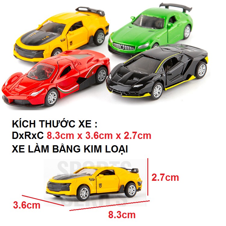 Bộ 4 xe ô tô die cast mini chạy cót mở được cửa ,xe bằng kim loại đồ chơi trẻ em