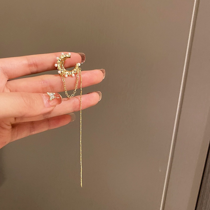 Bông Tai Dạng Kẹp Không Đau Nhiều Lớp Đính Ngọc Trai Cổ Điển