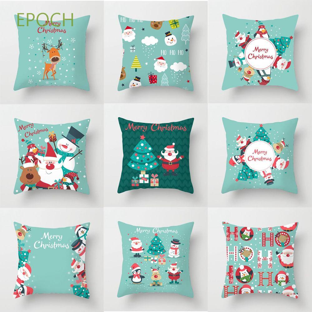 Vỏ gối in hình ông già noel và tuần lộc dễ thương dùng trang trí nhà cửa dịp giáng sinh