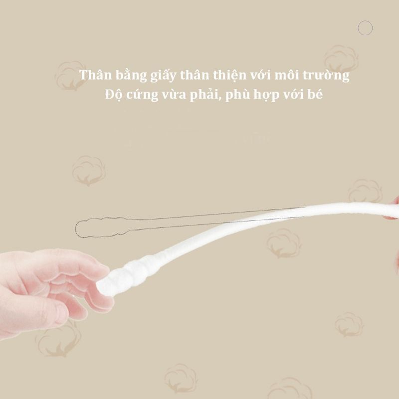 Hộp 400 Que Bông Tăm Thân Giấy Tự Nhiên Misuta, An Toàn Cho Bé