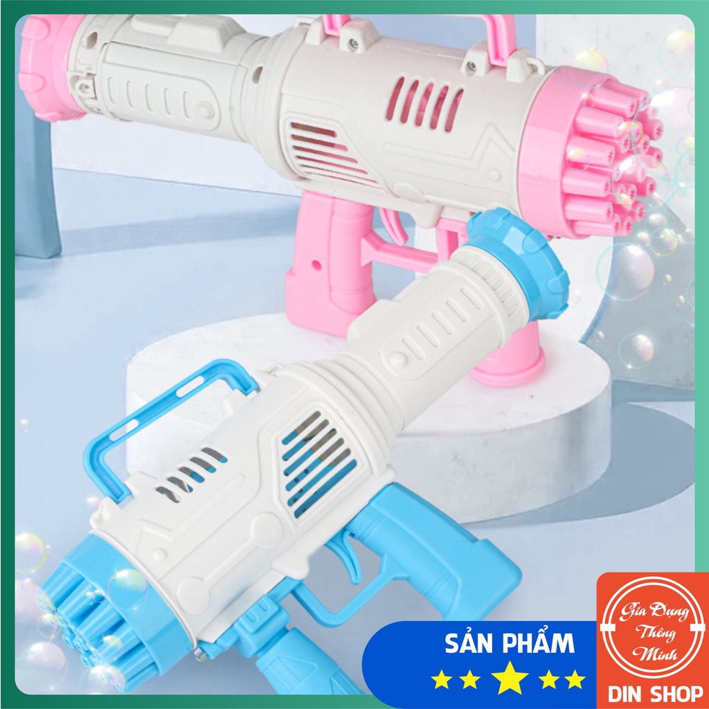 Súng Bắn Bong Bóng Xà Phòng 21 Nòng 👑GIÁ HỦY DIỆT👑 Súng Thổi Bong Bóng Chạy Bằng Pin Siêu Mạnh An Toàn Cho Bé Din Shop