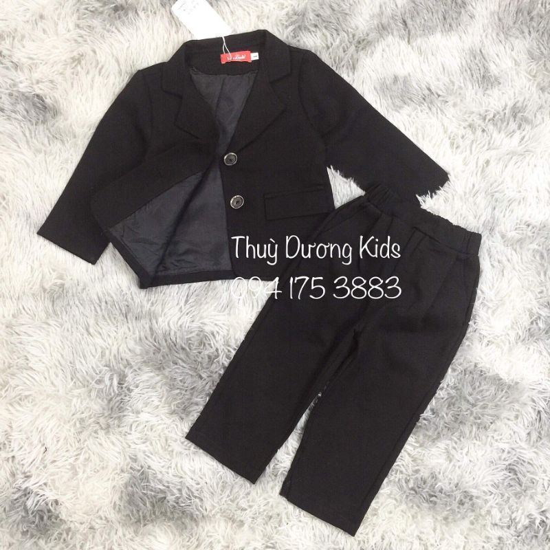 Bộ vest 2 chi tiết Le Monde màu đen cho bé trai 1-6y