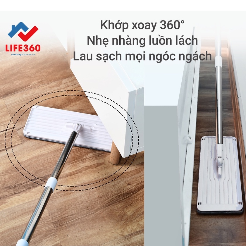 Bộ lau nhà tự vắt thông minh Life360 AL-CL21, cây lau nhà 360 độ - Hàng Chính Hãng