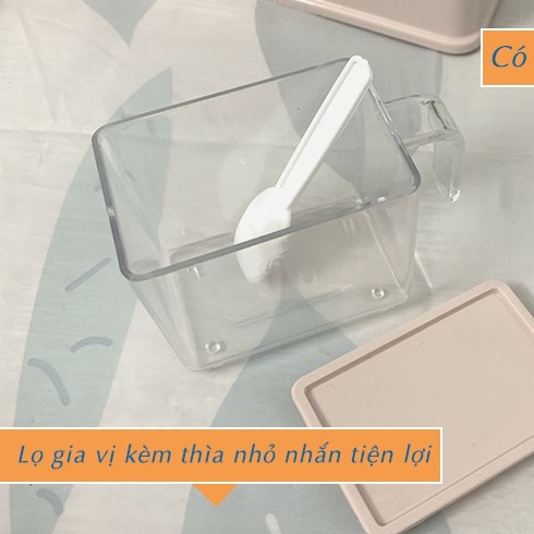 Bộ Hủ Đựng Gia Vị 4 Ngăn Kèm Thìa 2939