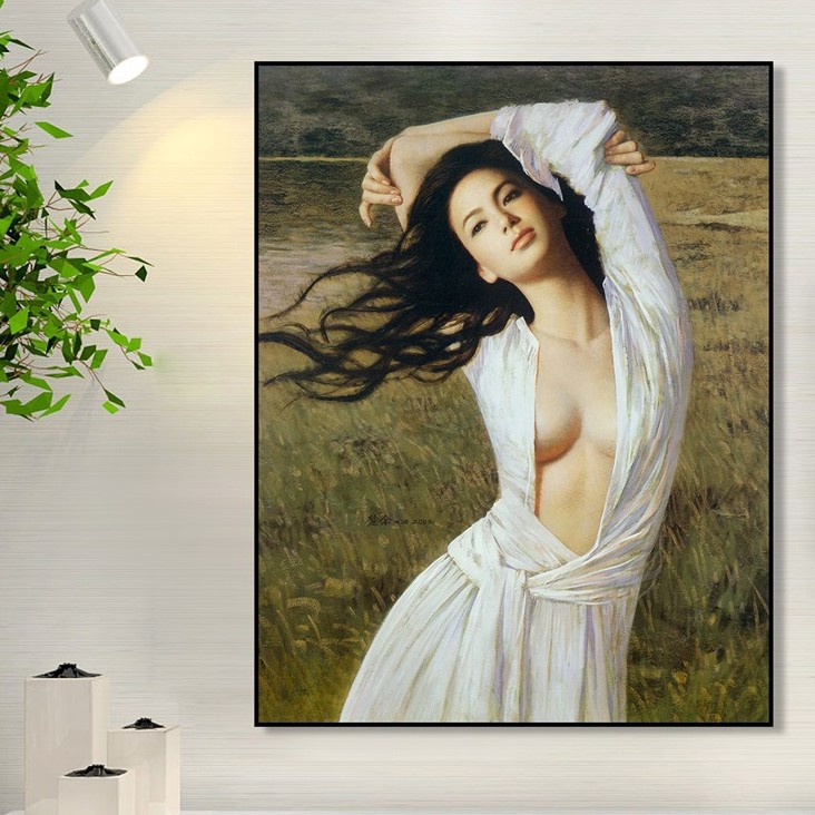 KHUNG ẢNH VÀ TRANH TREO TƯỜNG, TRANH CHÂN DUNG CÔ GÁI PHONG CÁCH CỔ ĐIỂN 50X70CM SIÊU DỄ THƯƠNG TẶNG KÈM ĐINH TREO