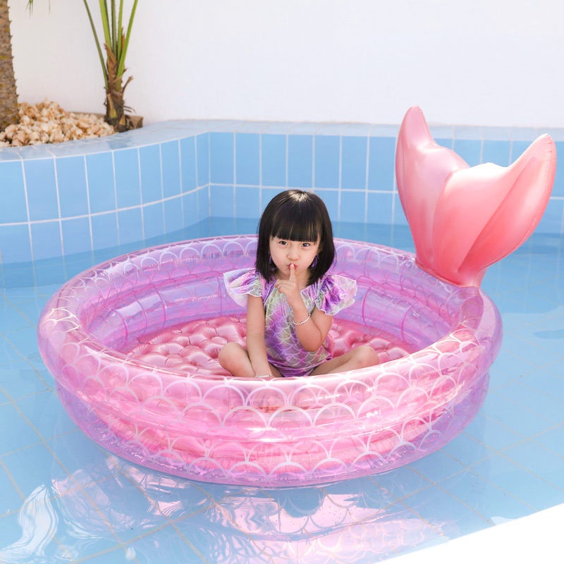 Bể bơi bơm hơi màu hồng phong cách hoạt hình thời trang dễ thương cho nữ