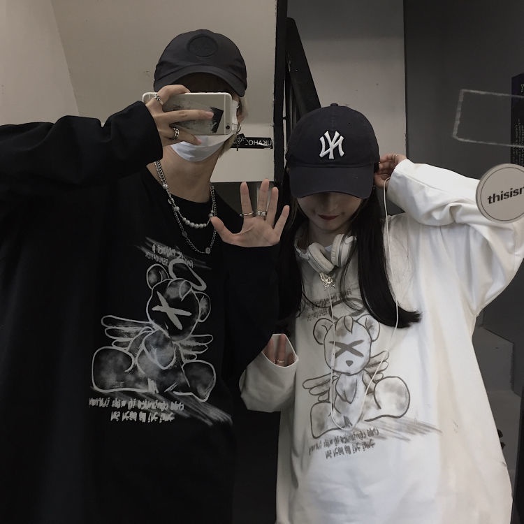 [Mã 11FASHIONSALE1 giảm 10K đơn 50K] 【Keroro】ÁO phông dài tay nam nữ form rộng hoạt tiết gấu đáng yêu mặc đôi siêu đẹp | BigBuy360 - bigbuy360.vn