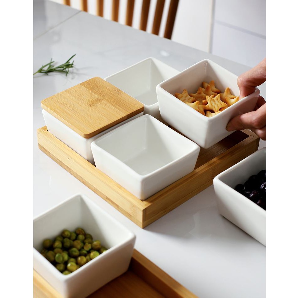 Khay mứt tết, bánh kẹo, gốm sứ tự nhiên phong cách NHẬT BẢN