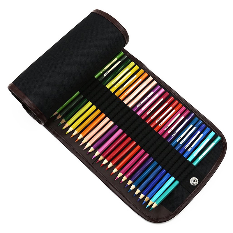 Cuộn 48 Túi Đựng Bút Chì / Bút Chì Màu Bằng Vải Bạt Cho Trường Học / Văn Phòng