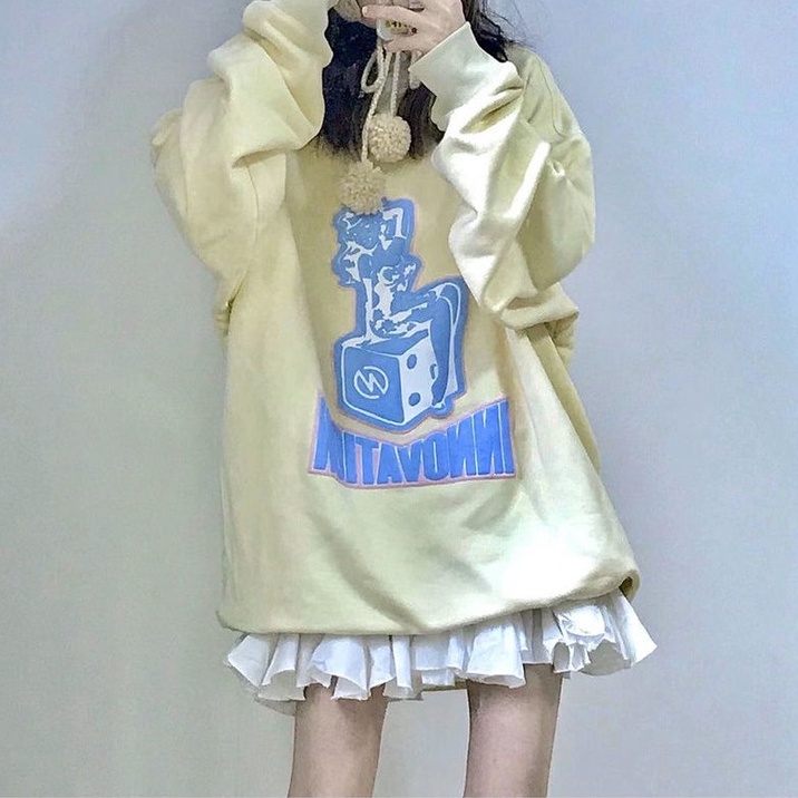 Áo nỉ dài tay màu trơn phong cách Hàn Quốc retro xinh xắn dành cho nữ | BigBuy360 - bigbuy360.vn