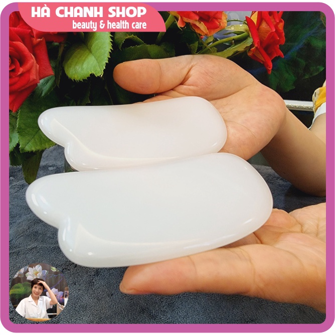 Miếng Cạo Massage Hình Bán Nguyệt Bằng Đá Trắng Đẹp Mát Xa Mặt Dụng Cụ Spa Dưỡng Sinh Chăm Sóc Cơ Thể