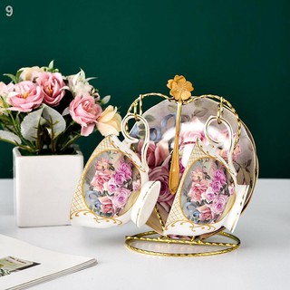 3Bộ tách cà phê Bone China Home Đơn giản kiểu Anh trà chiều Âu hoa Miễn phí Kệ Muỗng kèm đĩa