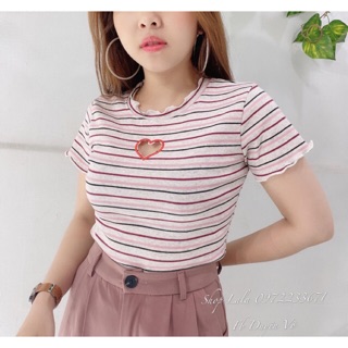 Chuẩn Áo thun gân croptop khoét tim loại 1