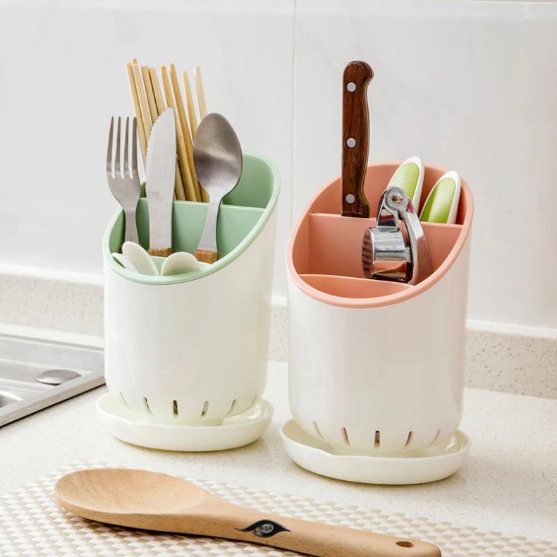 Ống Cắm Đũa Thìa Chia Ngăn Có Khe Thoát Nước