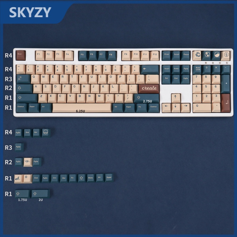 Gmk EarthTones Keycaps Personality Keycaps Cherry Profile PBT Dye Thăng hoa Bàn phím cơ Keycaps 129 Phím
