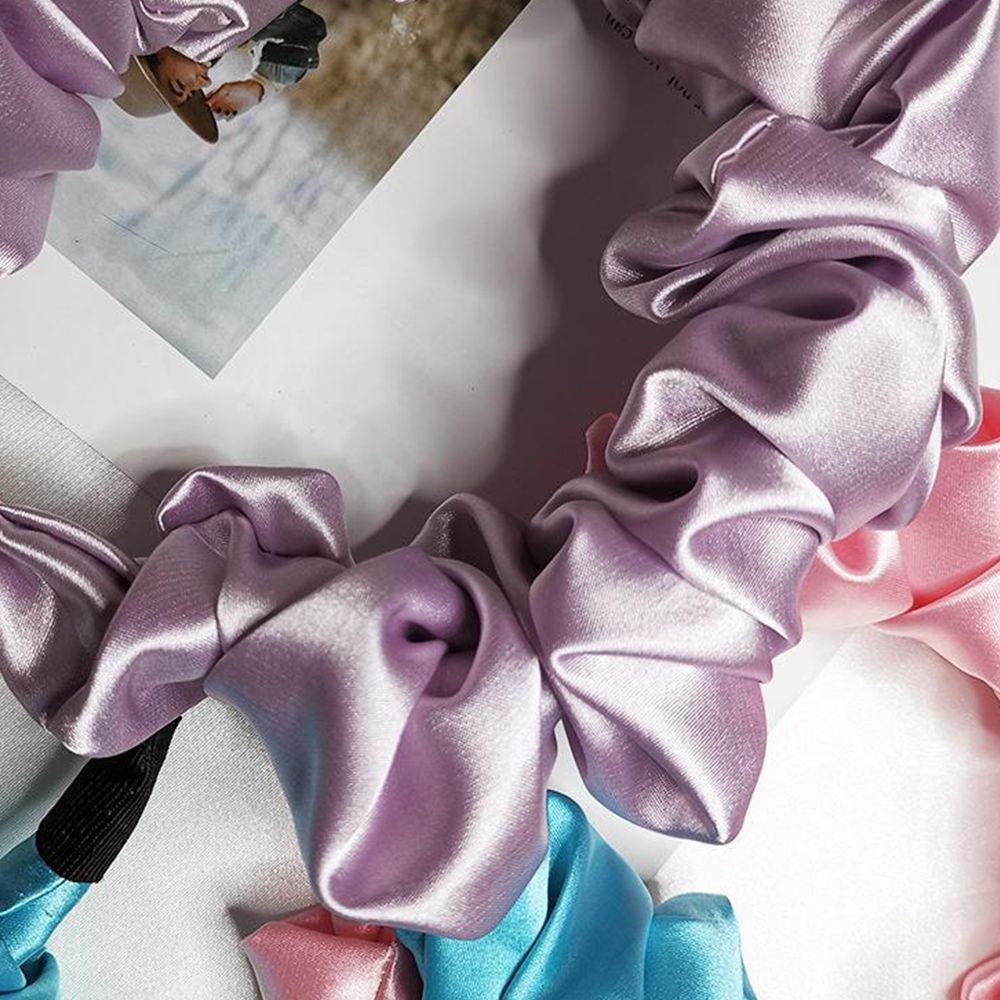 Băng đô cài tóc bằng lụa satin màu tím phong cách Hàn Quốc cho nữ