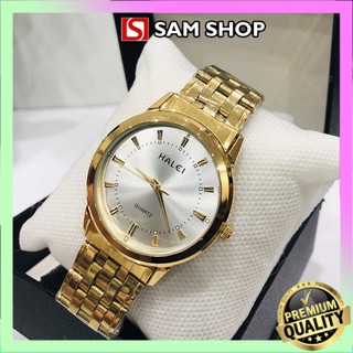 Đồng hồ nam Halei dây mạ vàng mặt tròn nam tính lịch lãm (Tặng kèm hộp và Pin) - Sam's Shop