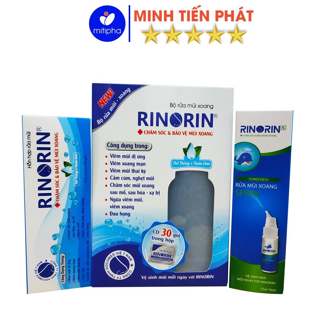 Bộ 3 sản phẩm Rinorin vệ sinh mũi xoang cho người lớn và trẻ em - Minh Tiến Phát