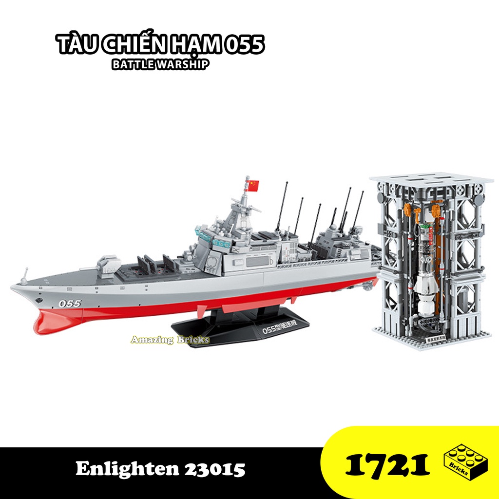 Đồ chơi Lắp ráp Tàu chiến hạm 055, Enlighten 23015 Warship, Xếp hình thông minh, Mô hình Thuyền chiến [1721 Mảnh ghép]
