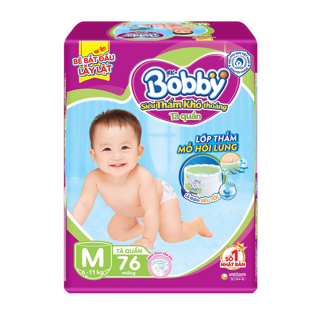 Bỉm tã dán siêu mỏng Bobby Fresh M76 ( từ 6-11kg)  - HSD luôn mới