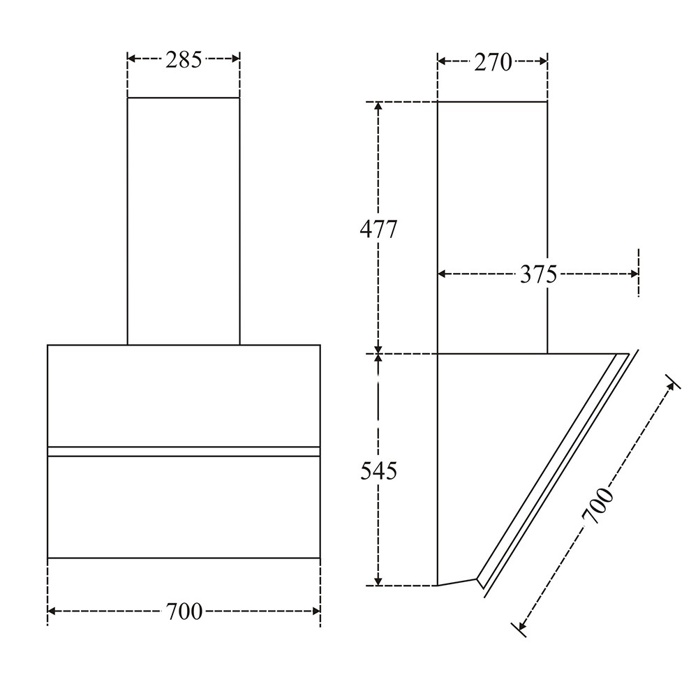 Máy hút mùi kính vát Canzy 70EA (Cảm ứng siêu nhạy, Hút cực mạnh, Chạy êm, Có điều khiển từ xa, Tự động mở cửa)