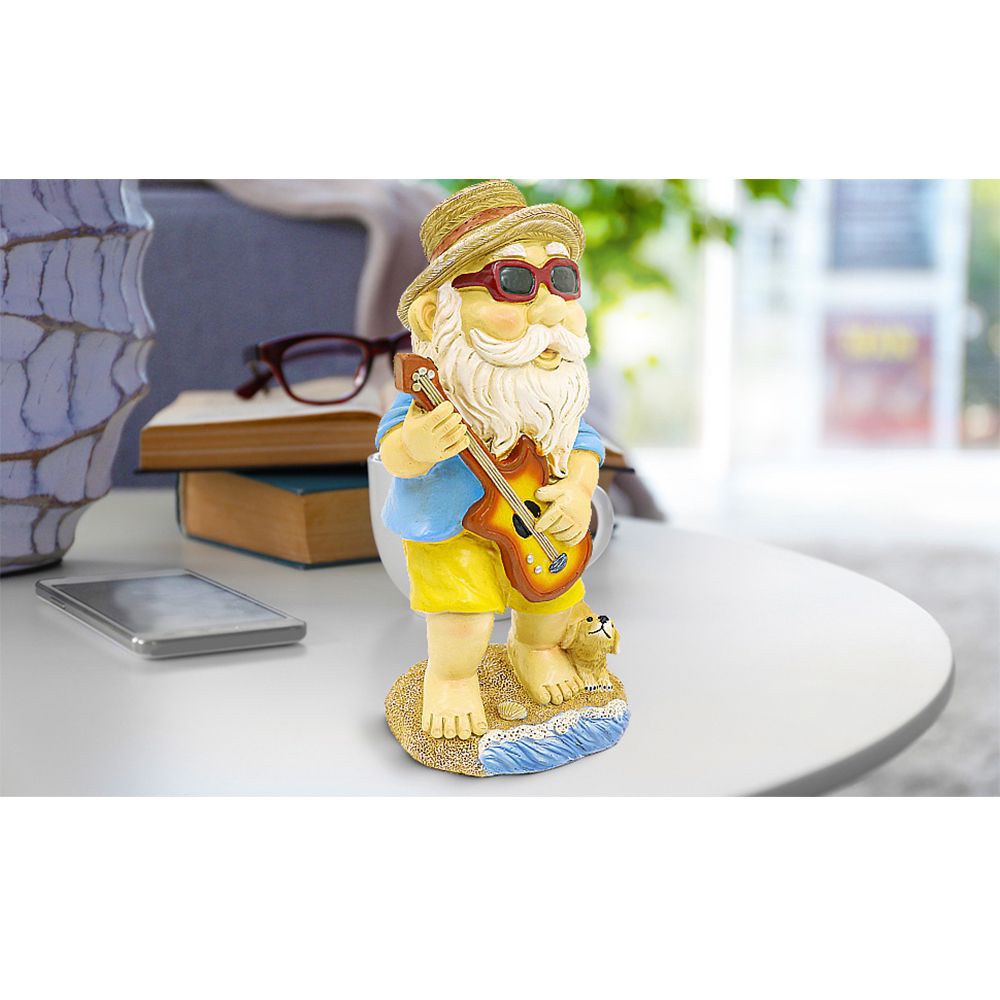 BEAUTY Home Hippie Gnome Statue with Guitar and Puppy Porch Outdoor/Indoor Decor Garden Sculpture Yard Balcony Colorful Art Decorations Patio Simmer Funny Lawn Figurine