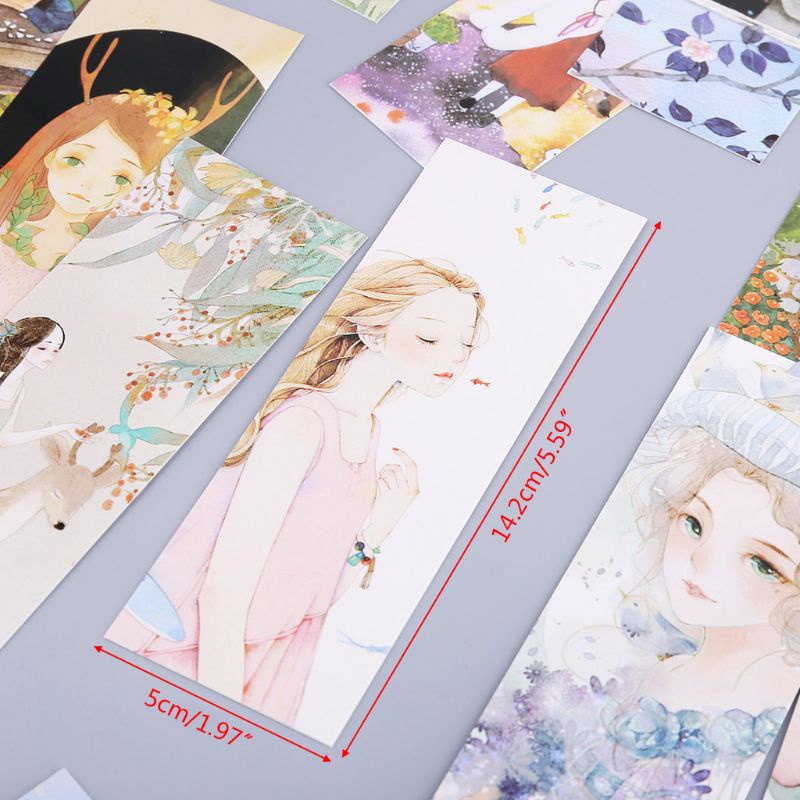 Set 30 Thẻ Đánh Dấu Trang Sách Hình Cô Gái Xinh Xắn