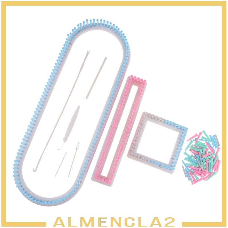 [ALMENCLA2] Knitting Looms Crochet Yarn Needles Board Craft Kit Socks Gloves Hats Making